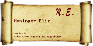 Maninger Eliz névjegykártya